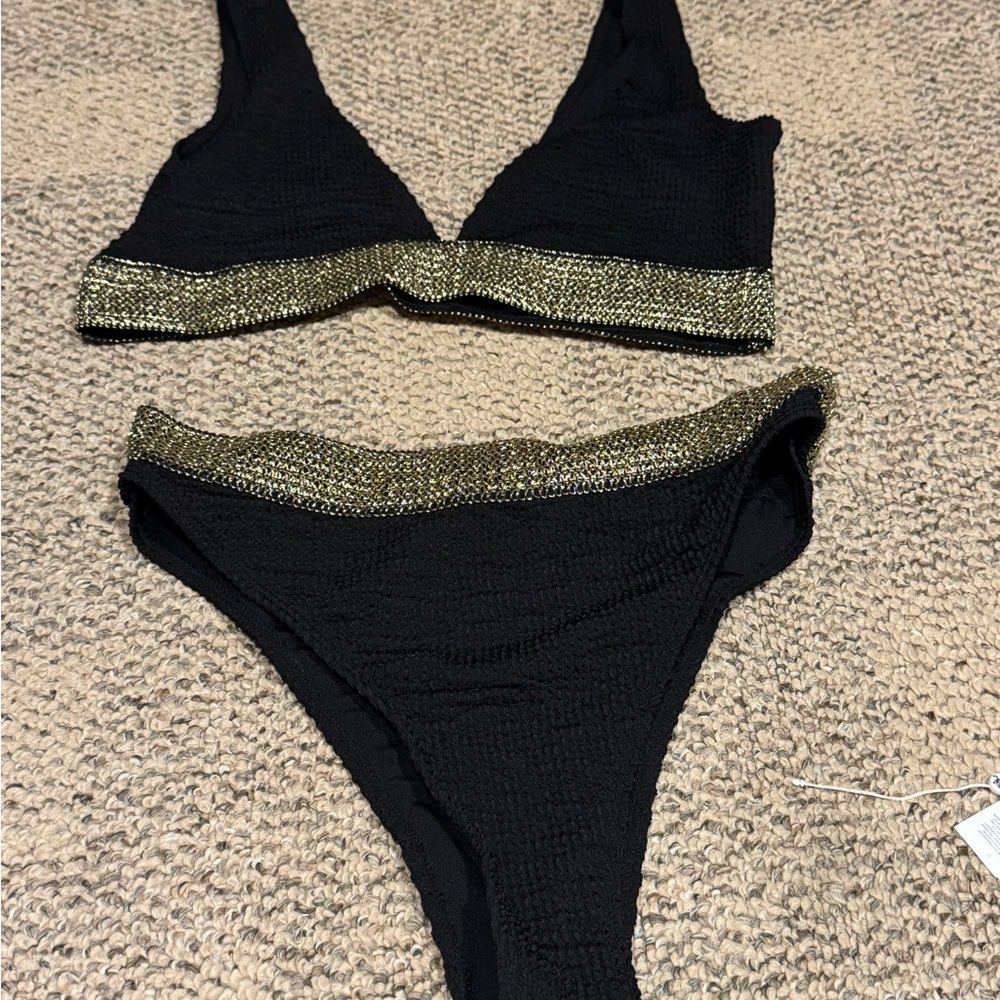 Sexy Black and Gold Bikini Set